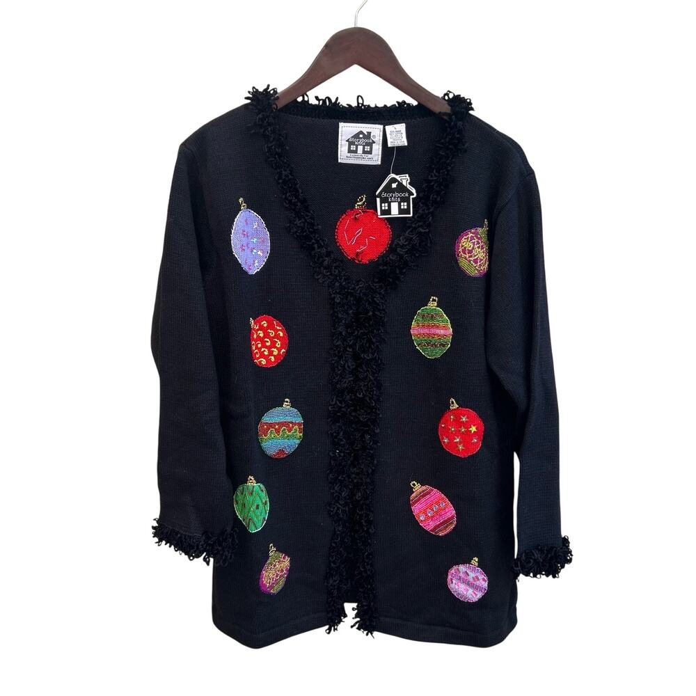 NWT Storybook Knits Christmas Ornaments Embroidered Sweater Women’s Large
